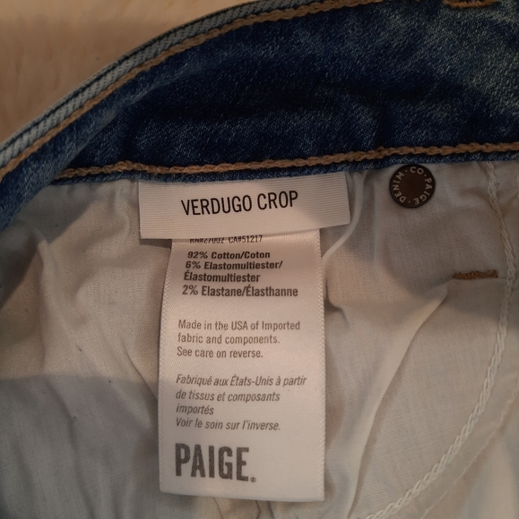 PAIGE Verdugo Crop Worn In Hem Janis Destructed Distressed, SZ 29 - Picture 15 of 16